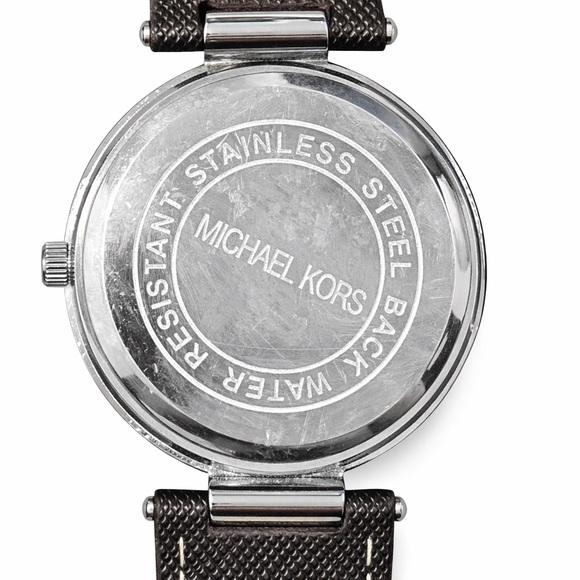 Michael Kors Crystal Logo Watch • MK Leather Strap • Needs Battery - Picture 4 of 8